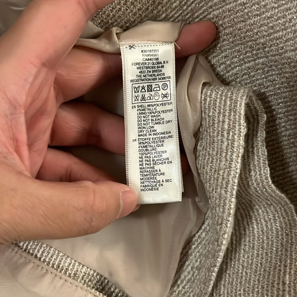 Forever 21 Glitter Sparkle White Cream Blazer Jacket XS - Picture 12 of 12